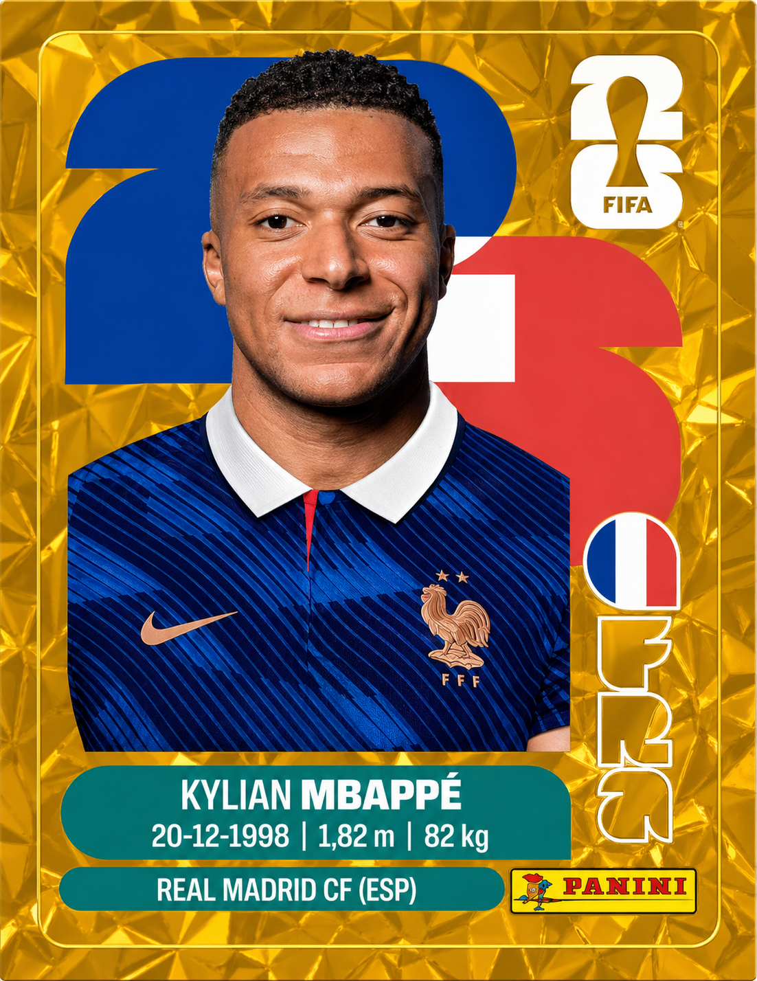 Kylian Mbappé GOLD PARALLEL STICKER WORLD CUP 2026 (USA online exclusive version)