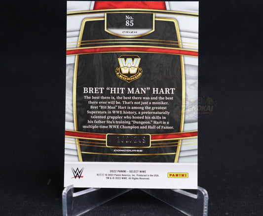 Bret Hit Man Hart - 2022 Panini WWE Select #85 Red Prizm 249/249 Concourse