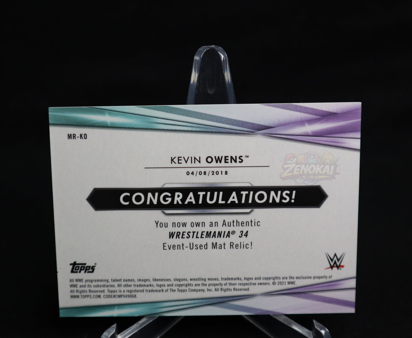 Kevin Owens - 2021 Topps WWE Mat Relic Card MR-KO SP /10