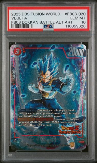 2025 DRAGON BALL SUPER CARD GAME FUSION WORLD NEW ADVENTURE #FB03-020 VEGETA FB03 DOKKAN BATTLE ALT ART