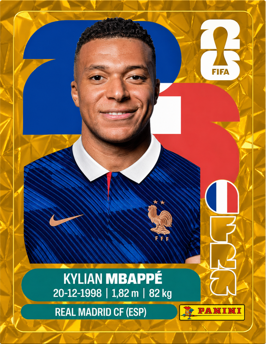 Kylian Mbappé GOLD PARALLEL STICKER WORLD CUP 2026 (USA online exclusive version)