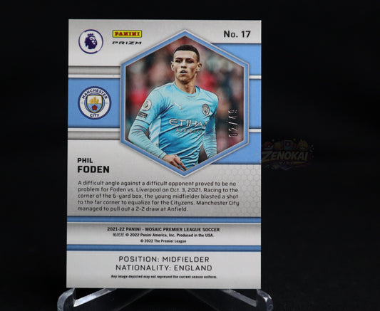 ENGLAND Phil Foden 2021-22 Panini Mosaic Premier League EPL Purple Prizm /49 NRMT+ Manchester City