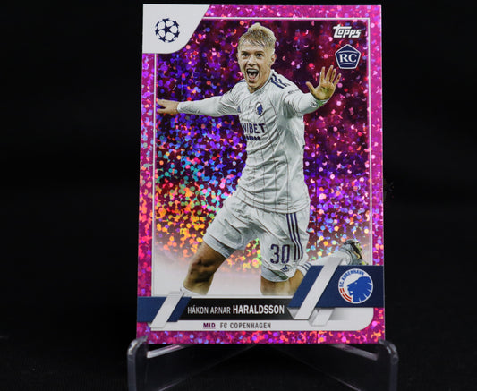 ICELAND 2022-23 Topps Chrome UEFA Hakon Arnar Haraldsson Blue Gold Seismic Rookie #/75 pink