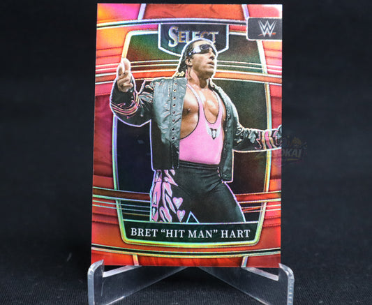 Bret Hit Man Hart - 2022 Panini WWE Select #85 Red Prizm 249/249 Concourse