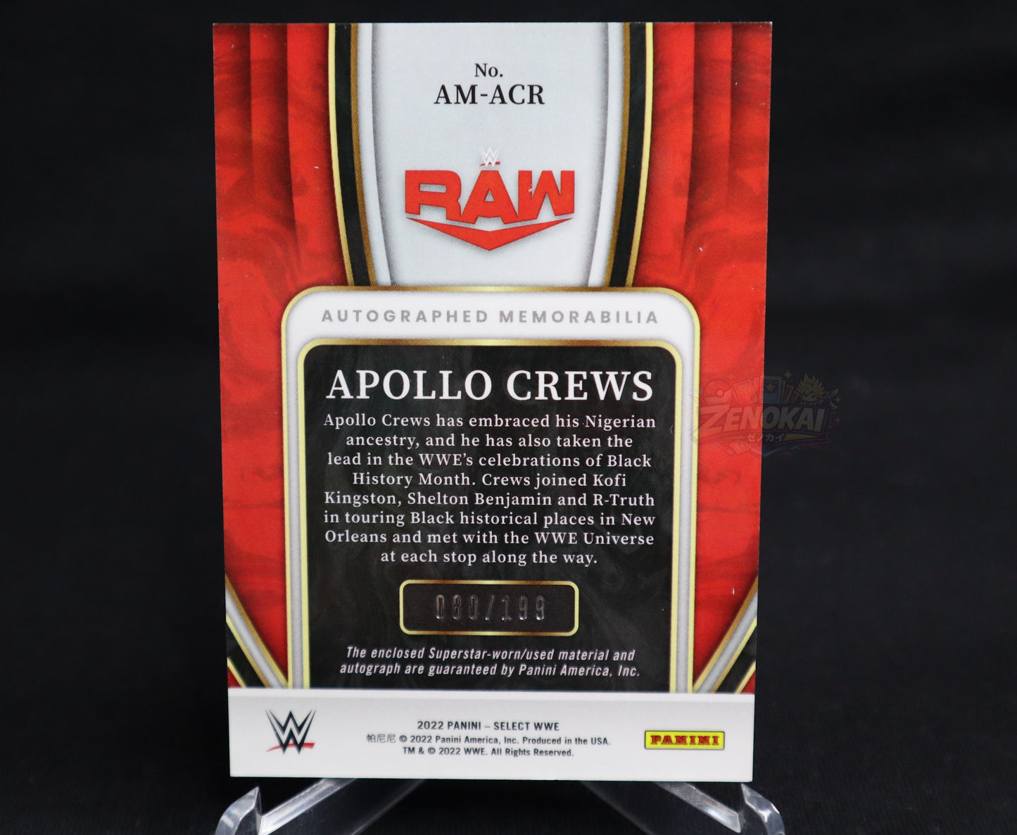 Apollo Crews - 2022 Panini Select WWE Auto Memorabilia 060/199 #AM-ACR