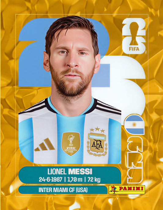 Lionel Messi GOLD PARALLEL STICKER WORLD CUP 2026 (USA online exclusive version)